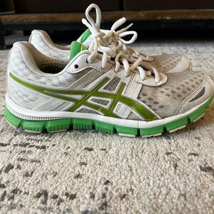 Asics White and Green Athletic Sneakers